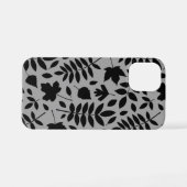 Gefallene Blätter Lg Muster Schwarz auf Grau iPhone Hülle (Rückseite (Horizontal))
