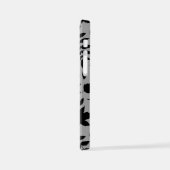 Gefallene Blätter Lg Muster Schwarz auf Grau iPhone Hülle (Linke Seite)