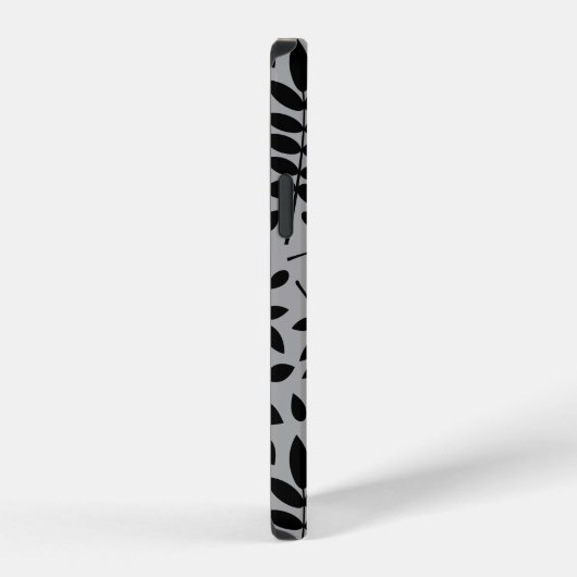 Gefallene Blätter Lg Muster Schwarz auf Grau iPhone Hülle (Rechte Seite)