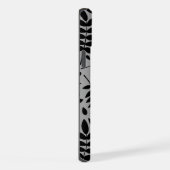 Gefallene Blätter Lg Muster Schwarz auf Grau iPhone Hülle (Rechte Seite)