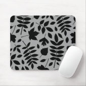 Gefallene Blätter Lg Muster Schwarz auf Grau Mousepad (Mit Mouse)