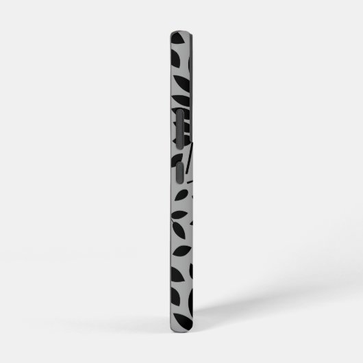 Gefallene Blätter Lg Muster Schwarz auf Grau Samsung Galaxy Hülle (Rechte Seite)