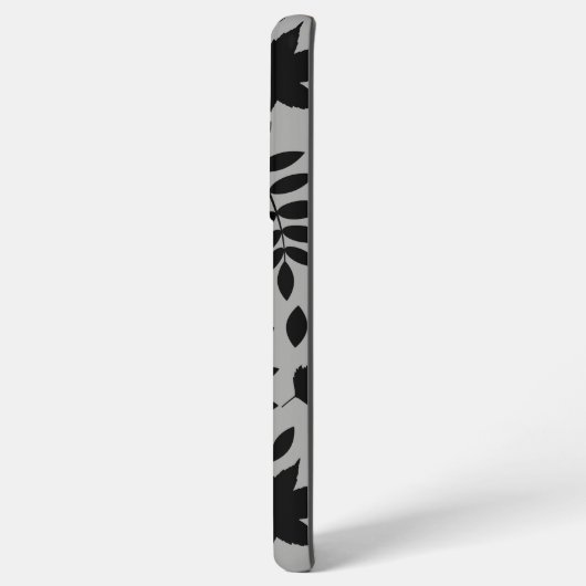 Gefallene Blätter Lg Muster Schwarz auf Grau Samsung Galaxy Hülle (Linke Seite)