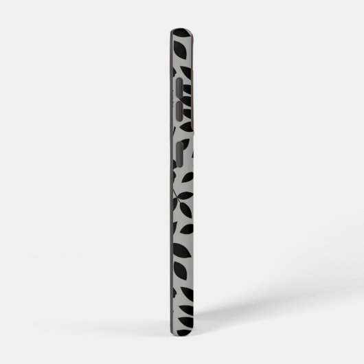 Gefallene Blätter Lg Muster Schwarz auf Grau Samsung Galaxy Hülle (Rechte Seite)