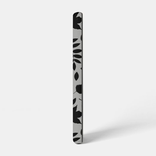 Gefallene Blätter Lg Muster Schwarz auf Grau Samsung Galaxy Hülle (Linke Seite)