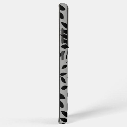 Gefallene Blätter Lg Muster Schwarz auf Grau Samsung Galaxy Hülle (Rechte Seite)