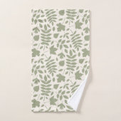 Gefallene Blätter Muster grün auf Creme Badhandtuch Set (Handtuch)