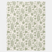 Gefallene Blätter Muster grün auf Creme Fleecedecke (Vorderseite)