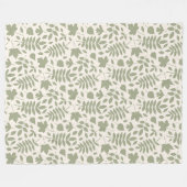 Gefallene Blätter Muster grün auf Creme Fleecedecke (Vorderseite (Horizontal))