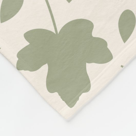 Gefallene Blätter Muster grün auf Creme Fleecedecke (Ecke)