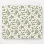 Gefallene Blätter Muster grün auf Creme Mousepad (Vorne)