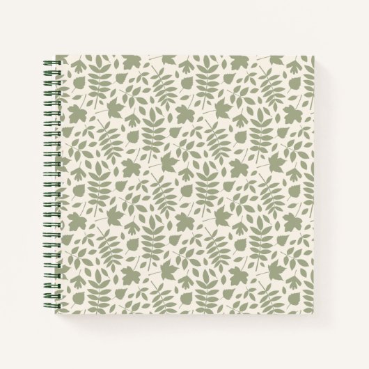 Gefallene Blätter Muster grün auf Creme Notizblock (Vorderseite)