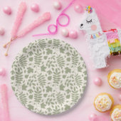 Gefallene Blätter Muster grün auf Creme Pappteller (Party)