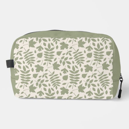 Gefallene Blätter Muster grün auf Creme Waschbeutel (Vorderseite)