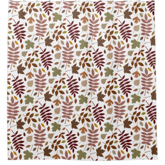 Gefallene Blätter Muster-Herbstfarben auf Weiß Duschvorhang (Vorderseite)