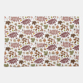 Gefallene Blätter Muster-Herbstfarben auf Weiß Geschirrtuch (Horizontal)