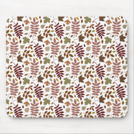 Gefallene Blätter Muster-Herbstfarben auf Weiß Mousepad