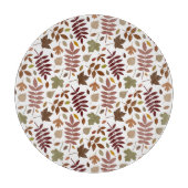 Gefallene Blätter Muster-Herbstfarben auf Weiß Schneidebrett (Vorderseite)