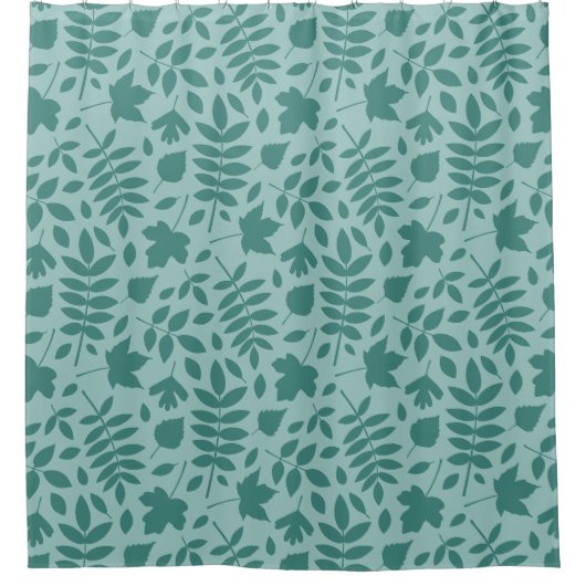 Gefallene Blätter Muster Mitte auf Lt Aquamarin Duschvorhang (Vorderseite)