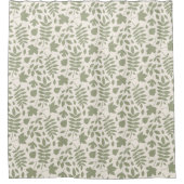 Gefallene Blätter Rpt Muster grün auf Cream Duschvorhang (Vorderseite)