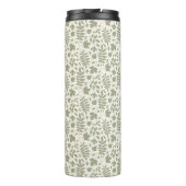 Gefallene Blätter Rpt Muster grün auf Cream Thermosbecher (Rückseite)