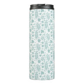 Gefallene Blätter Rpt Muster Lt Aquamarin auf Weiß Thermosbecher (Rückseite)
