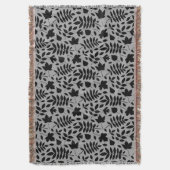 Gefallene Blätter Rpt Pattern Schwarz auf Grau Decke (Vorderseite Vertikal)