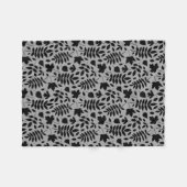 Gefallene Blätter Rpt Pattern Schwarz auf Grau Fleecedecke (Vorderseite (Horizontal))