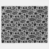 Gefallene Blätter Rpt Pattern Schwarz auf Grau Fleecedecke (Vorderseite (Horizontal))