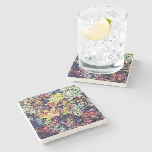 Gefallene Blätter Steinuntersetzer (Seitenansicht)