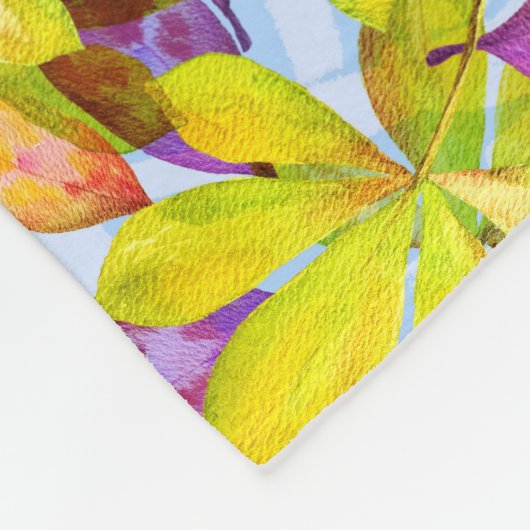 Gefallene Blätter Wasserfarbe Fleecedecke (Ecke)