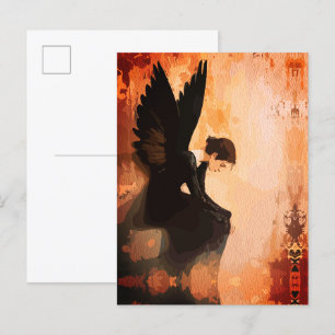 Gefallene Gnade – Melancholische Engelsreflexion Postkarte