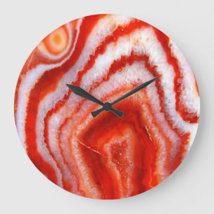 Gefallener Blutorange Achat. Große Wanduhr