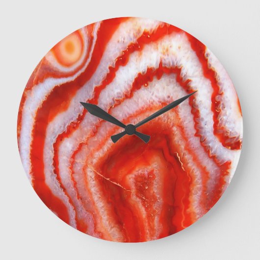 Gefallener Blutorange Achat. Große Wanduhr (Vorderseite)