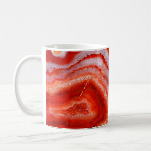 Gefallener Blutorange Achat. Kaffeetasse (Links)