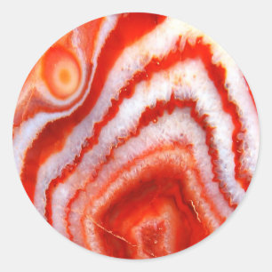 Gefallener Blutorange Achat. Runder Aufkleber