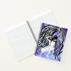 Gefallener Engel grau blau monochrom Notizblock