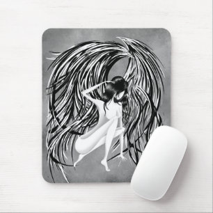 Gefallener Engel Grau Monochrom  Mousepad