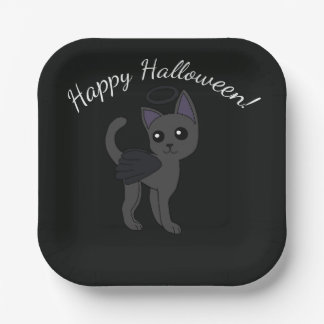 Gefallener Engel Katze Frohes Halloween Pappteller