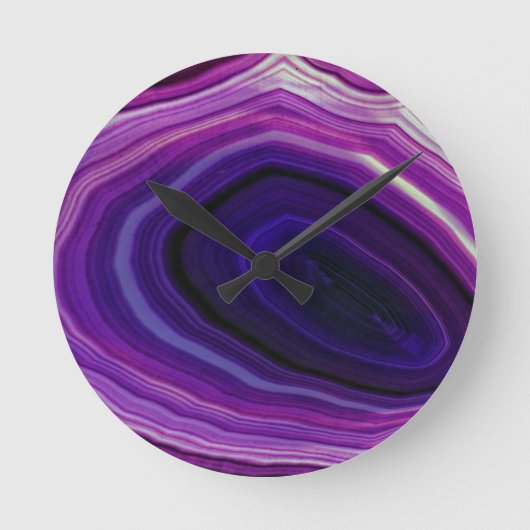 Gefallener Wirbelnder Lila-Geode Runde Wanduhr (Vorderseite)