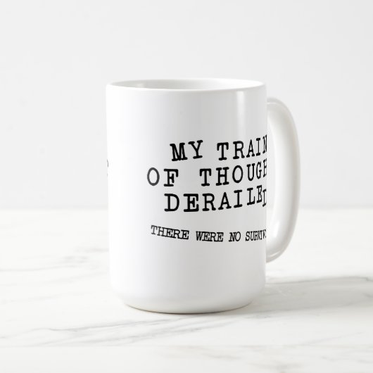 Gefallener Zug des Denkens FunnyMug Kaffeetasse (VorderseiteRechts)