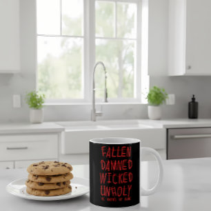 Gefallenes beschädigtes unheiliges religiöses Desi Kaffeetasse