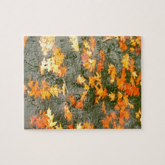 gefallenes Blätter im Regen Puzzle (Horizontal)
