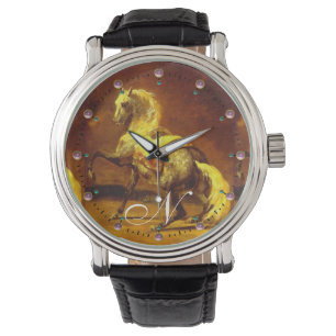 GEFALLENES GRAUSHORSE-Monogramm Armbanduhr