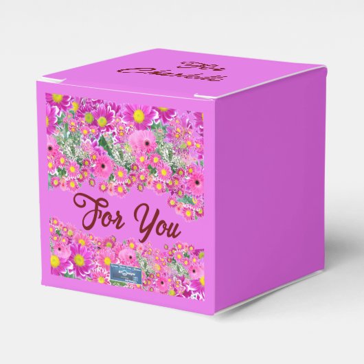 Gefälligkeit Box Cube2(Pink Blume Mix) RFPMDesign Geschenkschachtel (Vorderseite)