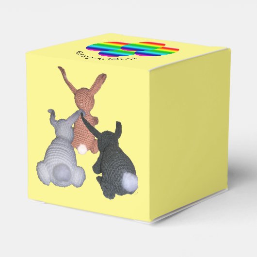 Gefälligkeitsbox - Drei Bunnys und vier Eier Geschenkschachtel (Rückseite)