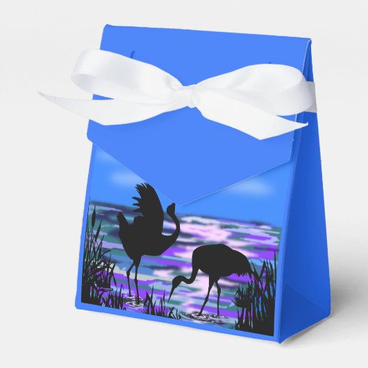 Gefälligkeitsbox mit Sunset Lake Cranes Birds Geschenkschachtel (Vorderseite)