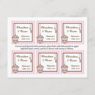 Gefälligkeitsmarken Birdcage/Pink Streifen Käfig k Postkarte