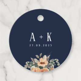 Gefälligkeitstags, Elegantes, dunkelblaues Monogra Geschenkanhänger