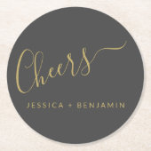 Gefällt Minimalistische Schwarz-Gold-Hochzeit Runder Pappuntersetzer (Vorderseite)